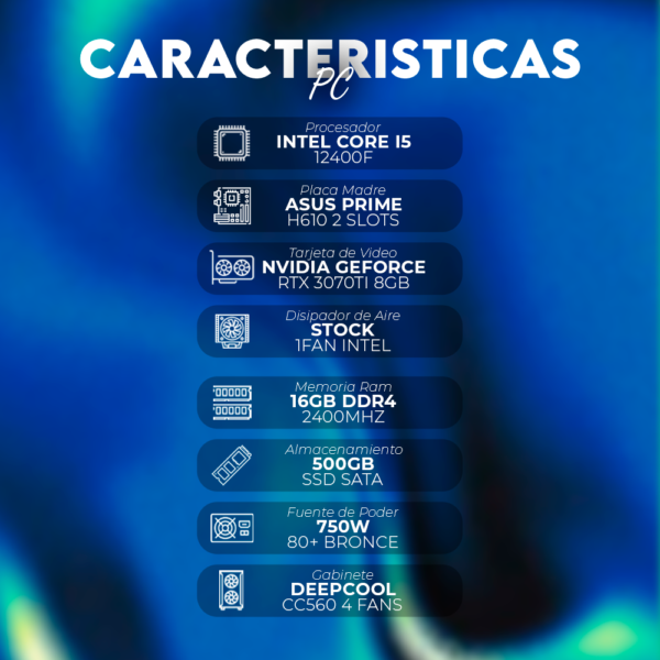 INTEL CORE I5 12400F | RTX 3070TI 8GB