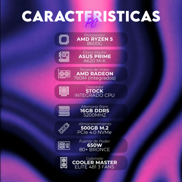 AMD RYZEN 5 8600G | MONITOR 24" 100HZ