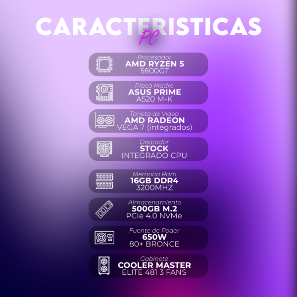 AMD RYZEN 5 5600GT | MONITOR 24" 100HZ